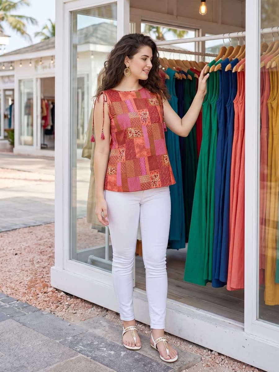 TIPS AND TOPS MIMI COTTON PRINT FANCY SUMMER WEAR LADIES TOP