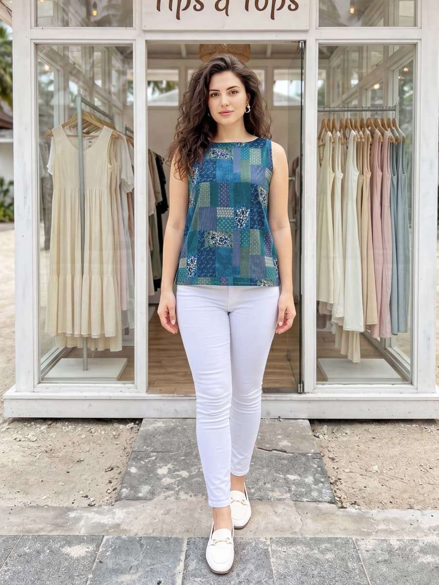 TIPS AND TOPS MIMI COTTON PRINT FANCY SUMMER WEAR LADIES TOP
