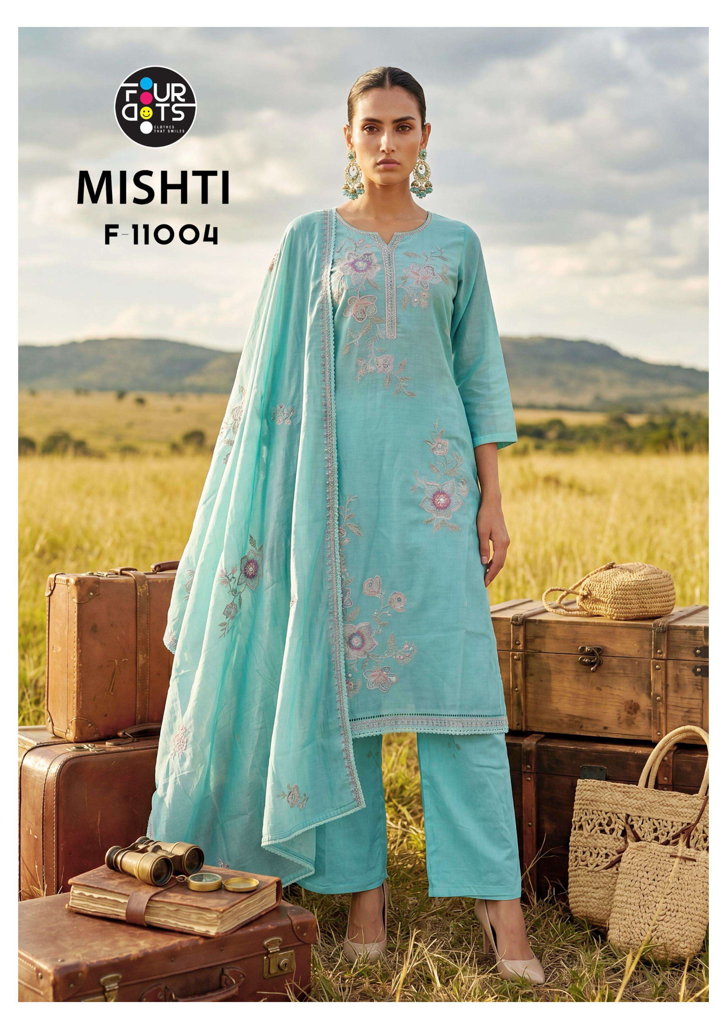 TRIPLE AAA MISHTI CHANDERI FABRIC FANCY DESIGNER WORK LADIES SUIT