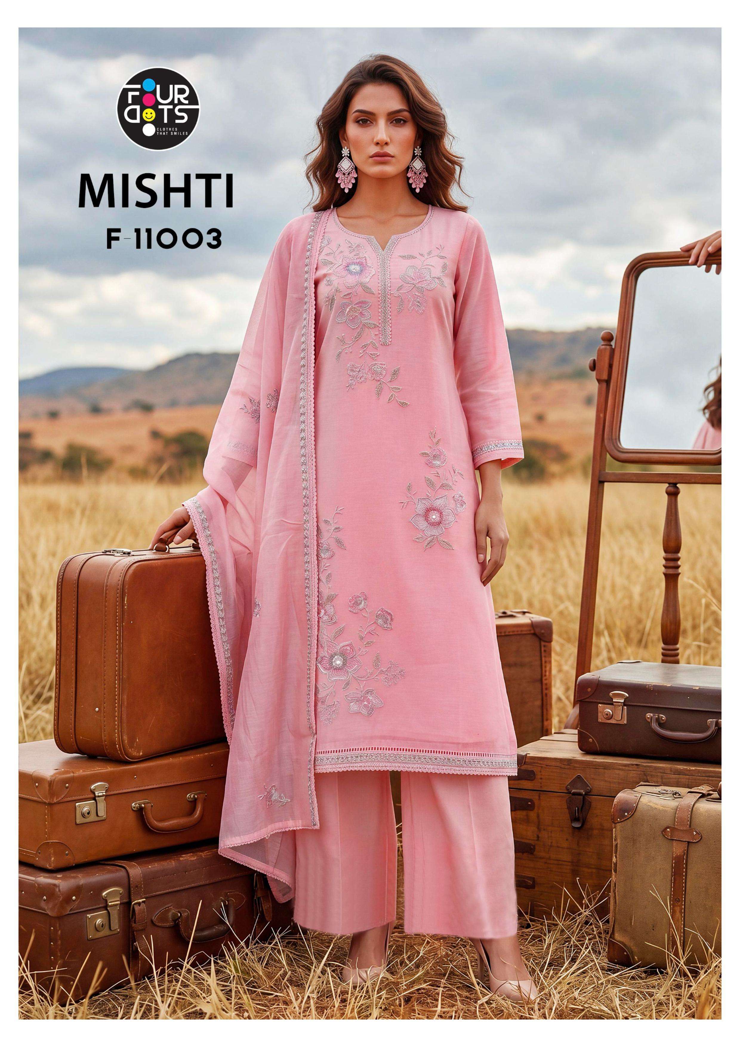 TRIPLE AAA MISHTI CHANDERI FABRIC FANCY DESIGNER WORK LADIES SUIT