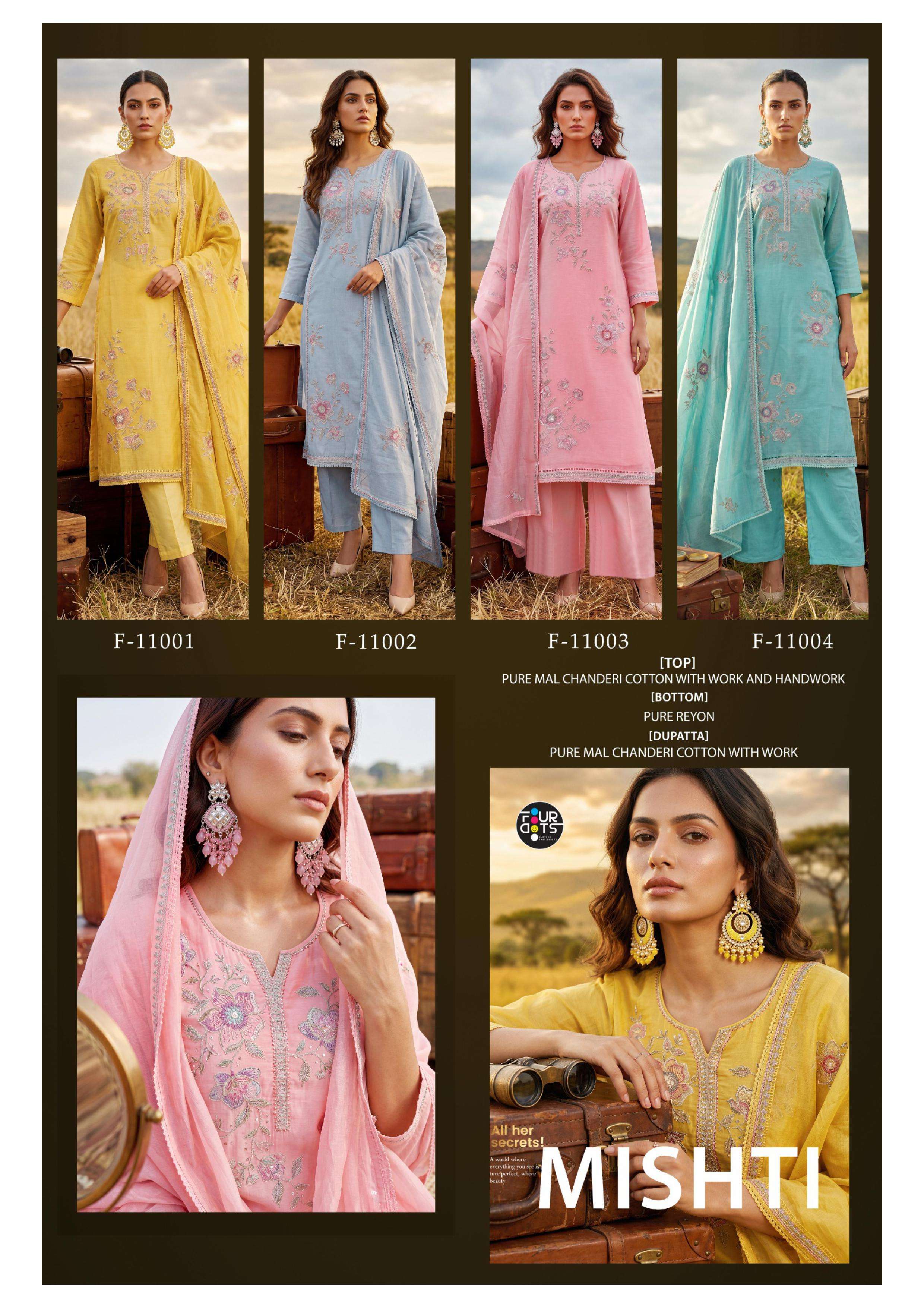 TRIPLE AAA MISHTI CHANDERI FABRIC FANCY DESIGNER WORK LADIES SUIT
