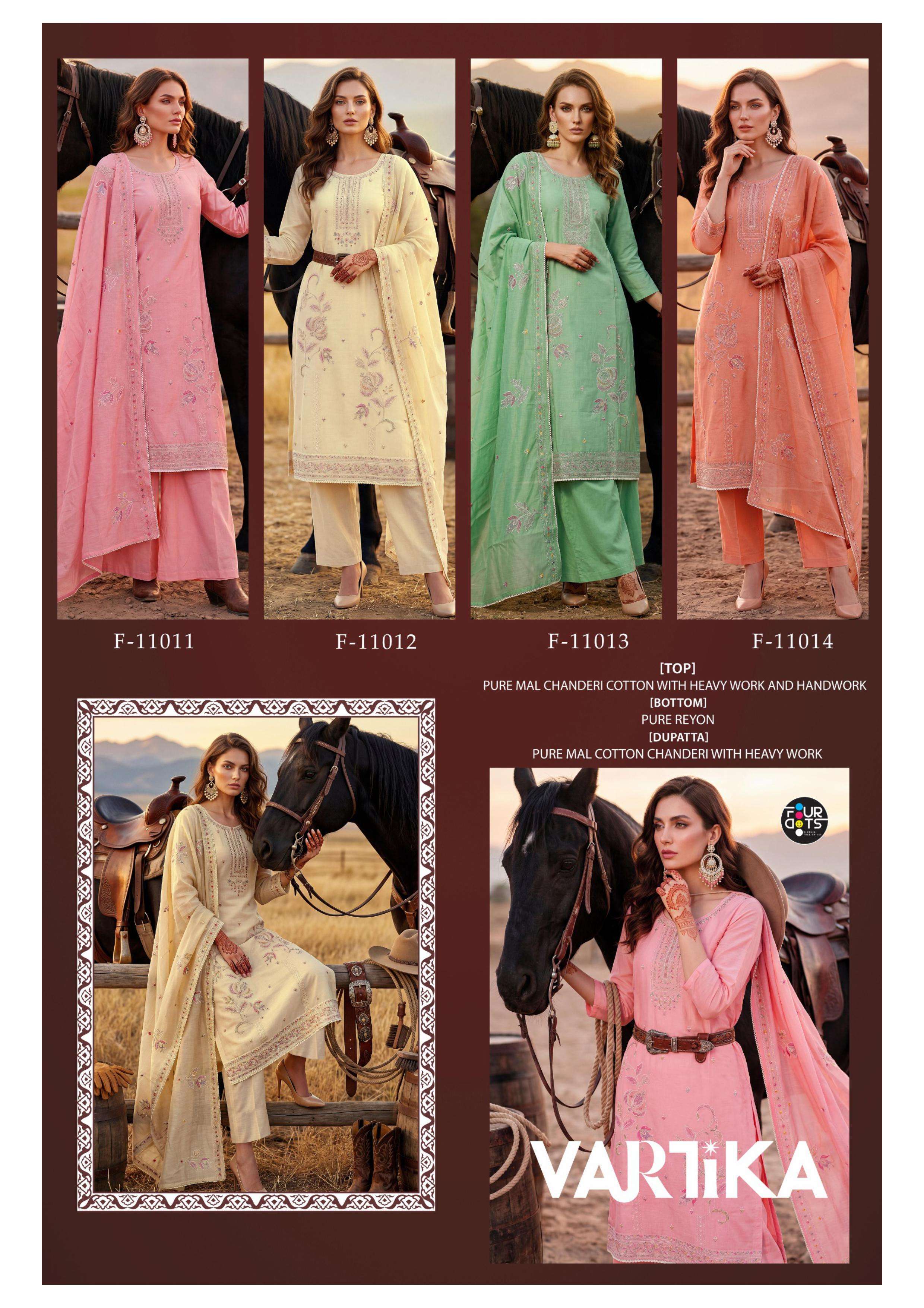TRIPLE AAA VARTIKA CHANDERI SILK FANCY WORKS LADIES SUIT
