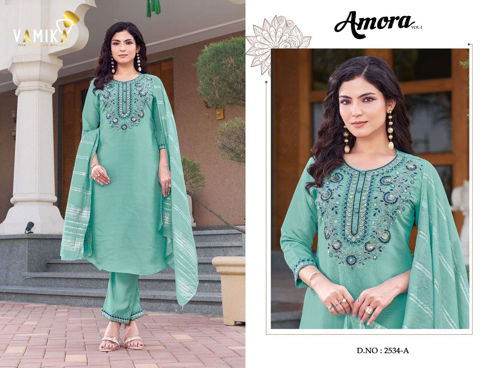 VAMIKA AMORA VISCOSE FANCY WORKS LADIES 3PCS SET COLLECTION 