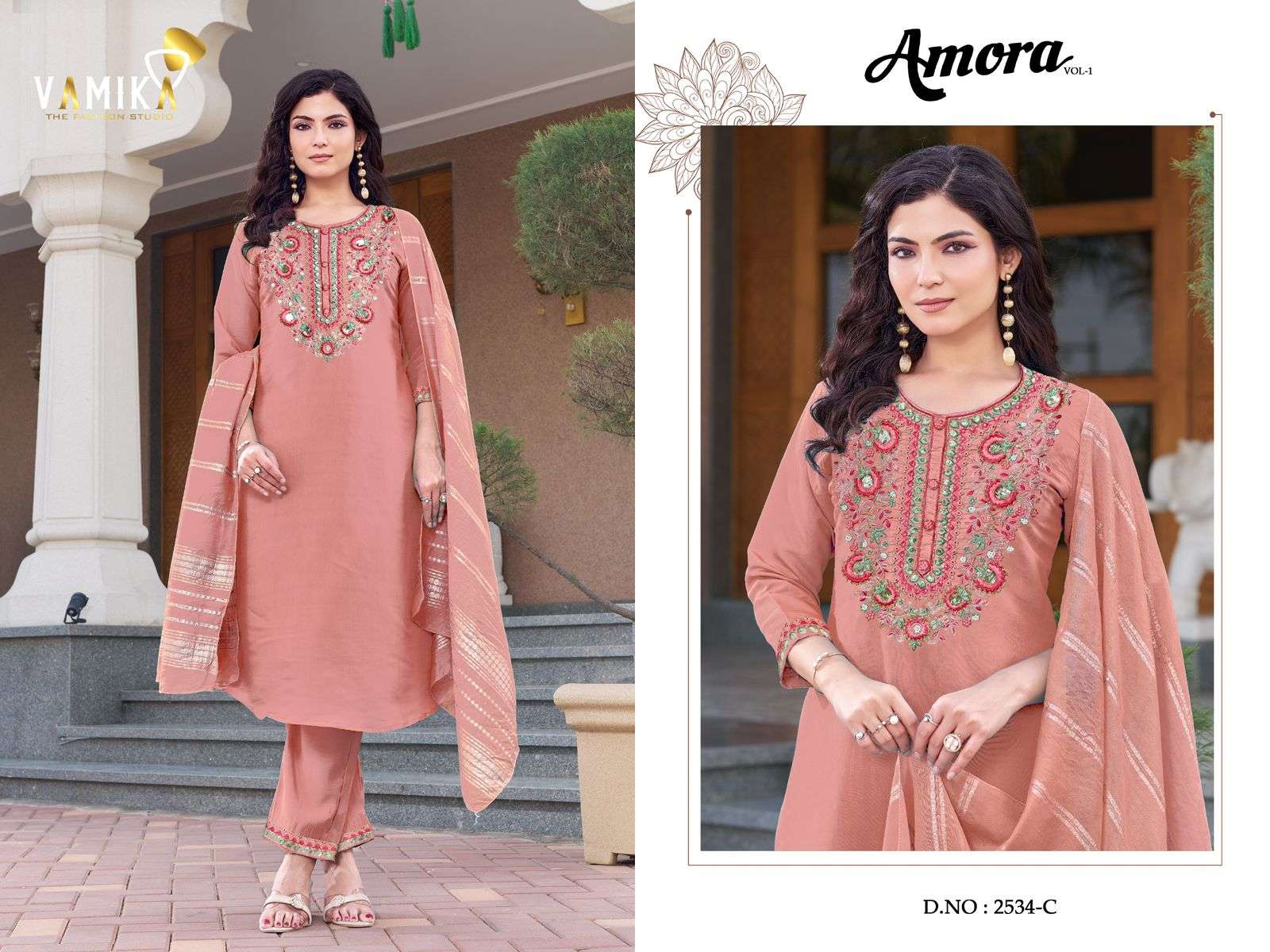 VAMIKA AMORA VISCOSE FANCY WORKS LADIES 3PCS SET COLLECTION 