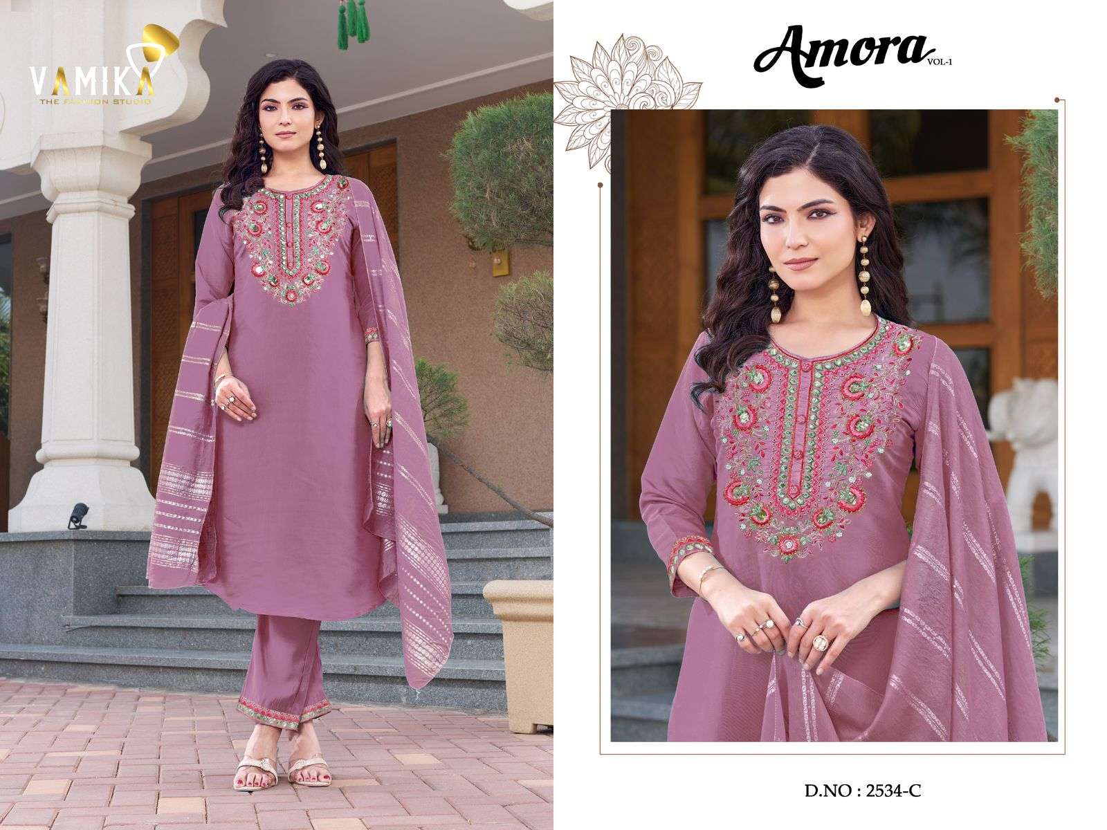 VAMIKA AMORA VISCOSE FANCY WORKS LADIES 3PCS SET COLLECTION 
