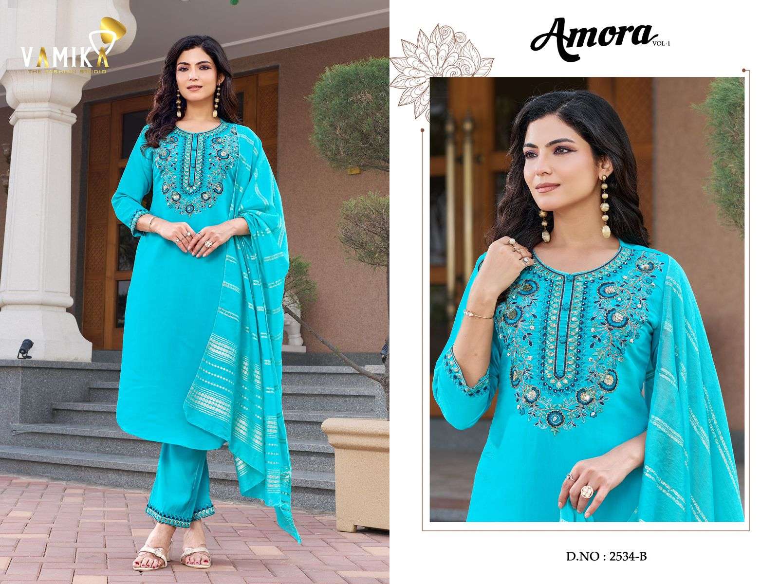 VAMIKA AMORA VISCOSE FANCY WORKS LADIES 3PCS SET COLLECTION 