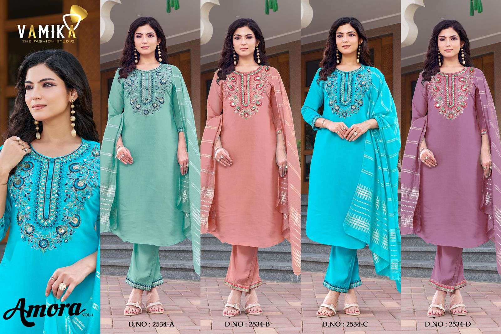 VAMIKA AMORA VISCOSE FANCY WORKS LADIES 3PCS SET COLLECTION 