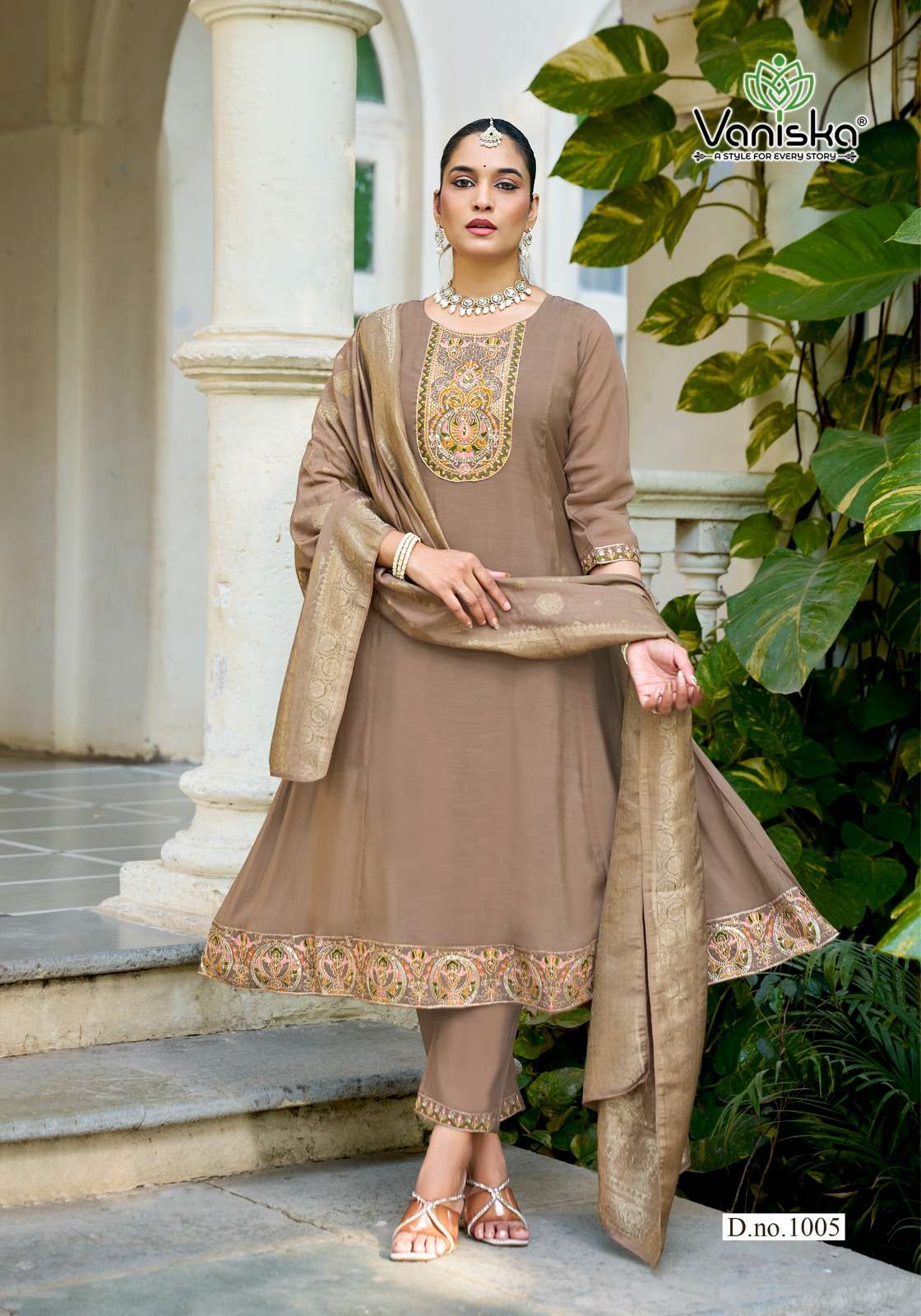 VANISKA ANARKALI VOL 1 SILK GOWN STYLE KURTI WITH PANT &  DUPATTA SET