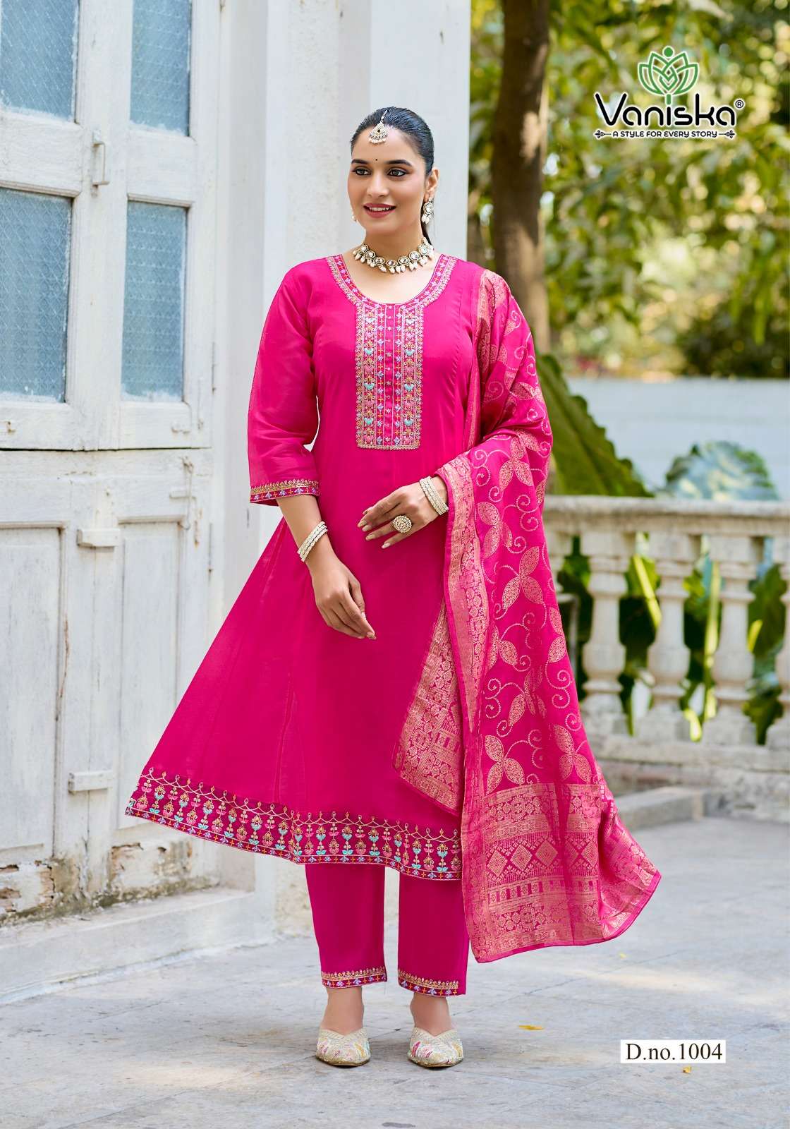 VANISKA ANARKALI VOL 1 SILK GOWN STYLE KURTI WITH PANT &  DUPATTA SET