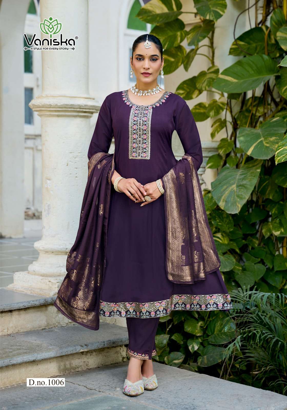 VANISKA ANARKALI VOL 1 SILK GOWN STYLE KURTI WITH PANT &  DUPATTA SET