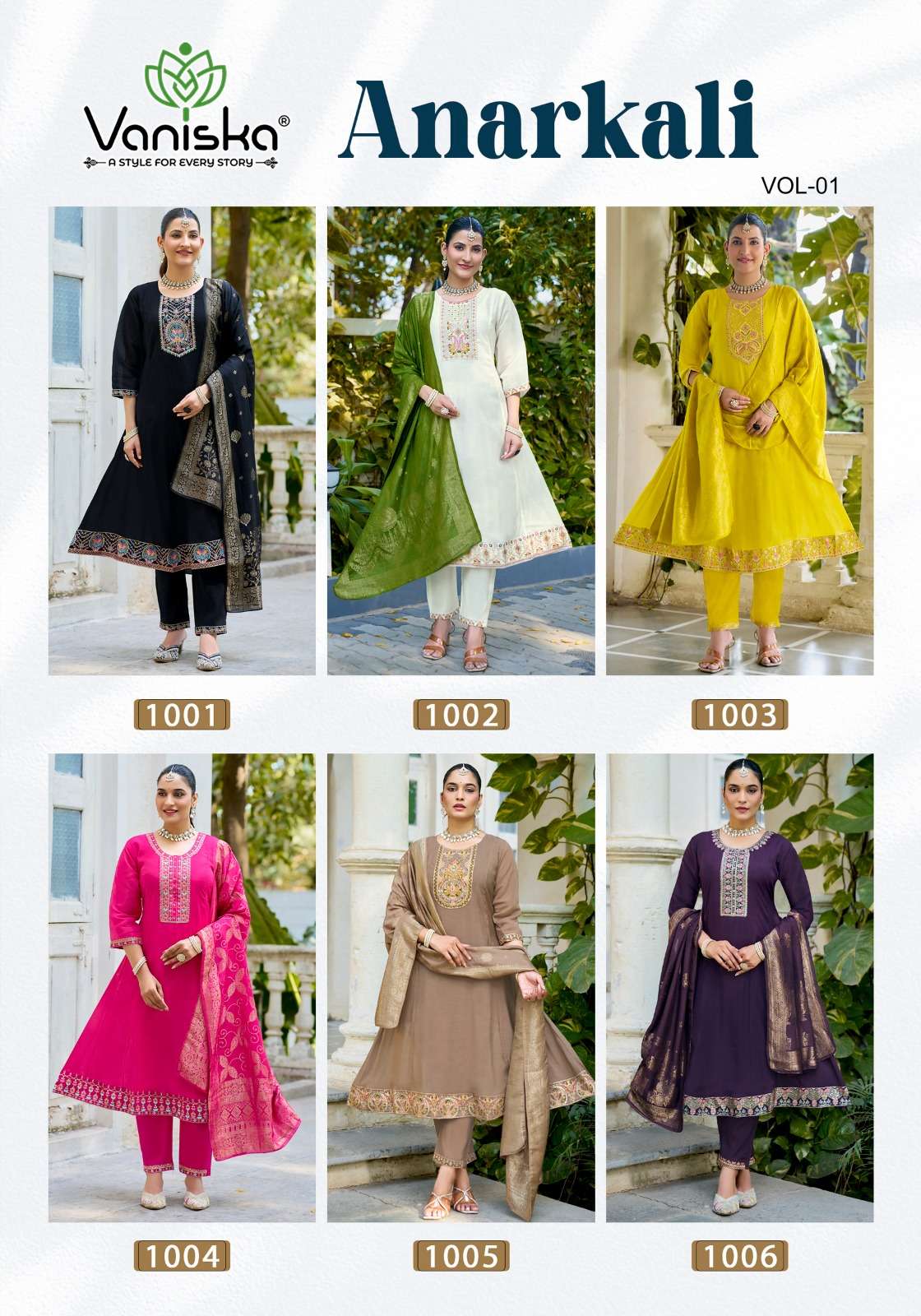 VANISKA ANARKALI VOL 1 SILK GOWN STYLE KURTI WITH PANT &  DUPATTA SET