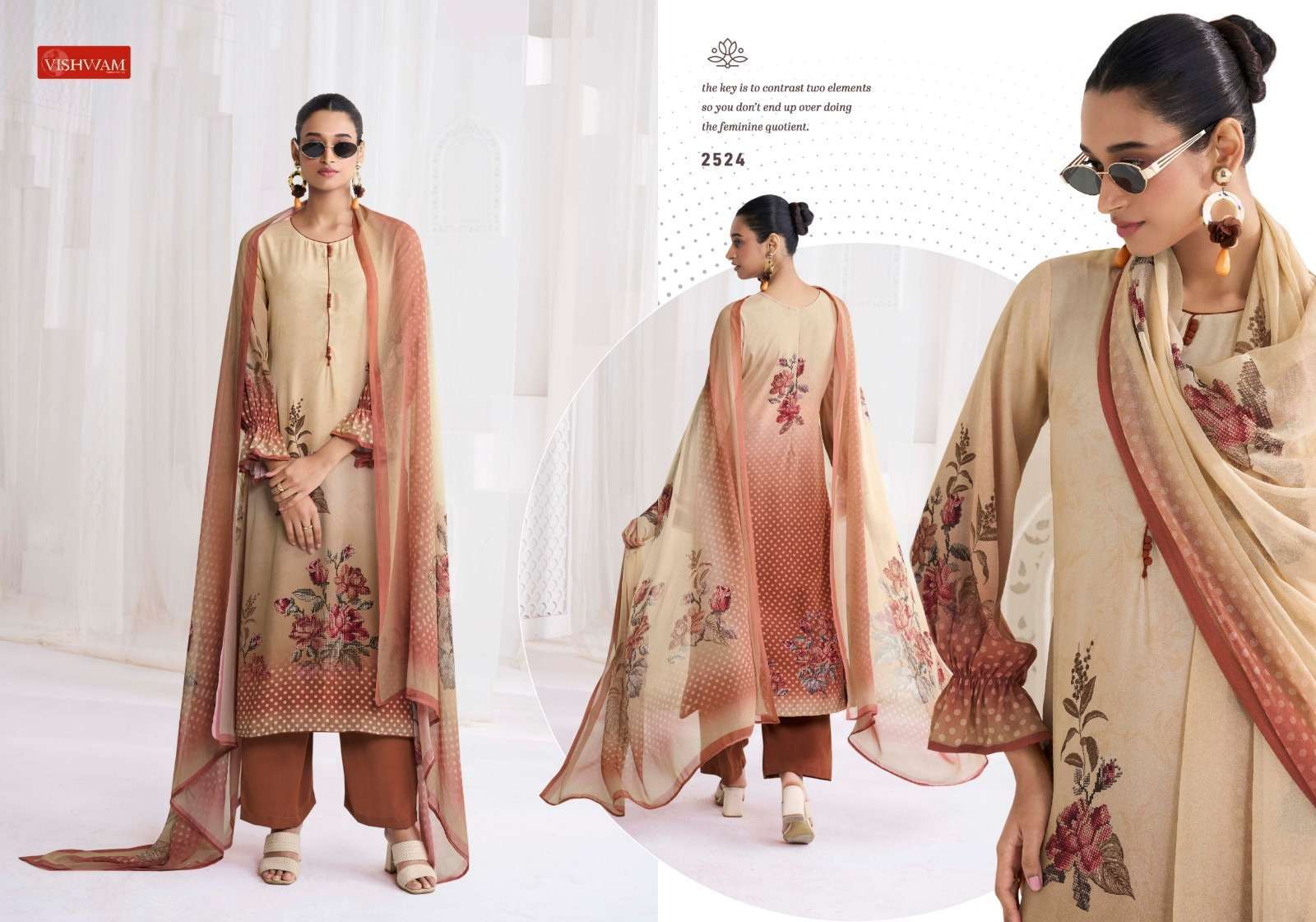  VISHWAM FABRICS CAFE LATTE VOL 22 CREPE DIGITAL PRINTED SUIT