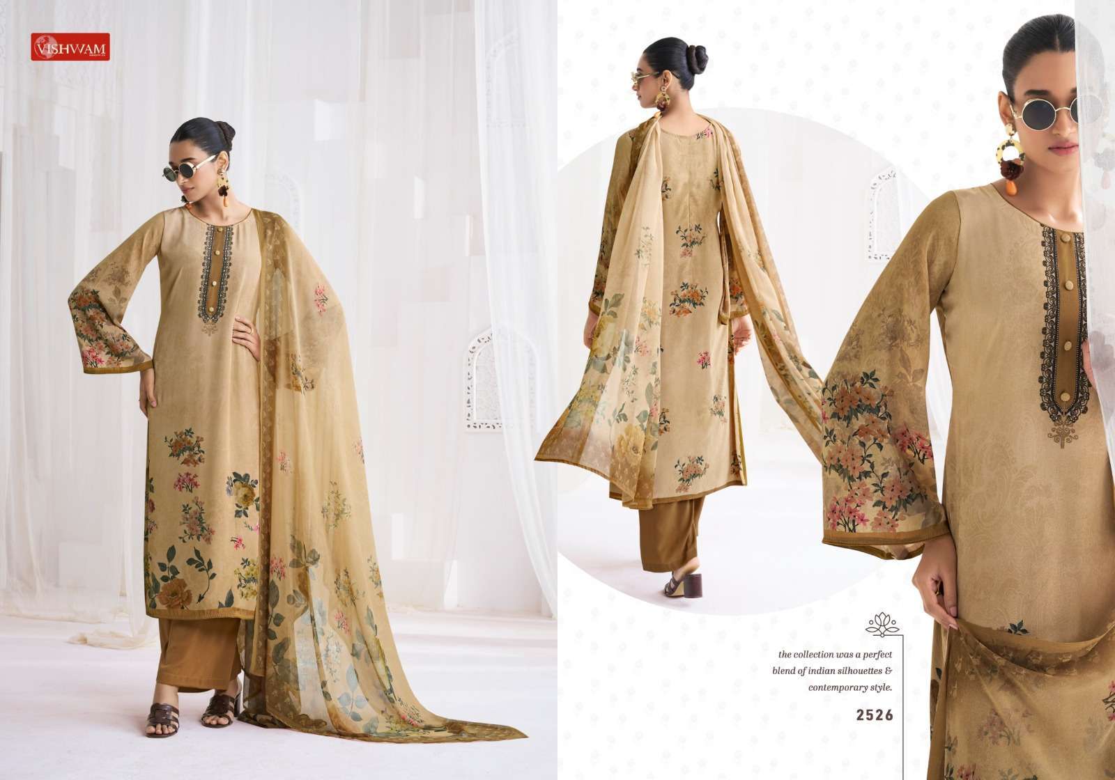  VISHWAM FABRICS CAFE LATTE VOL 22 CREPE DIGITAL PRINTED SUIT