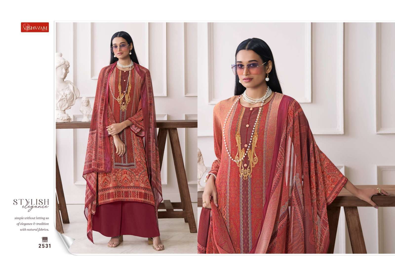 VISHWAM FABRICS CAFE LATTE VOL 23 CREPE DIGITAL PRINTED SUIT