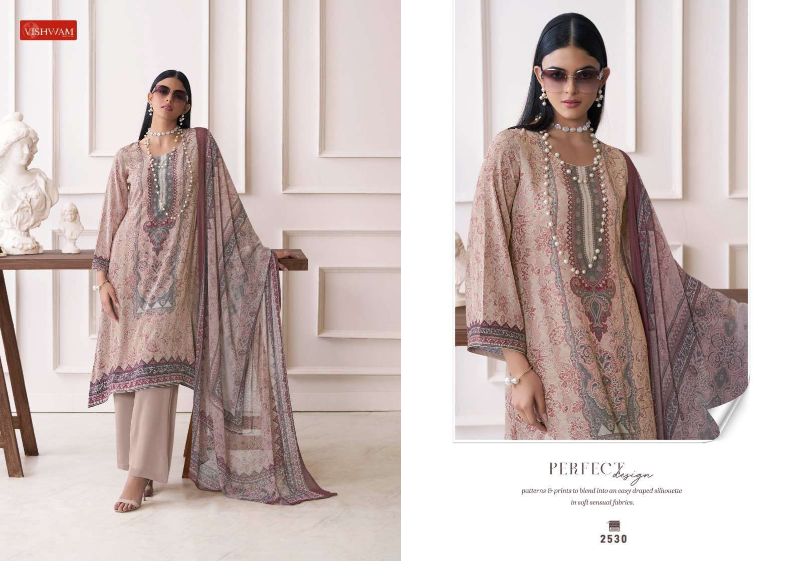 VISHWAM FABRICS CAFE LATTE VOL 23 CREPE DIGITAL PRINTED SUIT