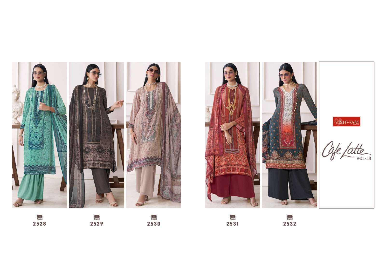 VISHWAM FABRICS CAFE LATTE VOL 23 CREPE DIGITAL PRINTED SUIT