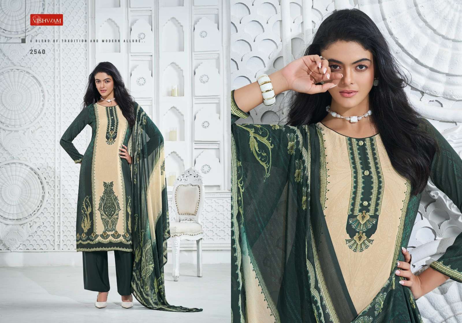 VISHWAM FABRICS CAFE LATTE VOL 24 CREPE DIGITAL PRINTED SUIT