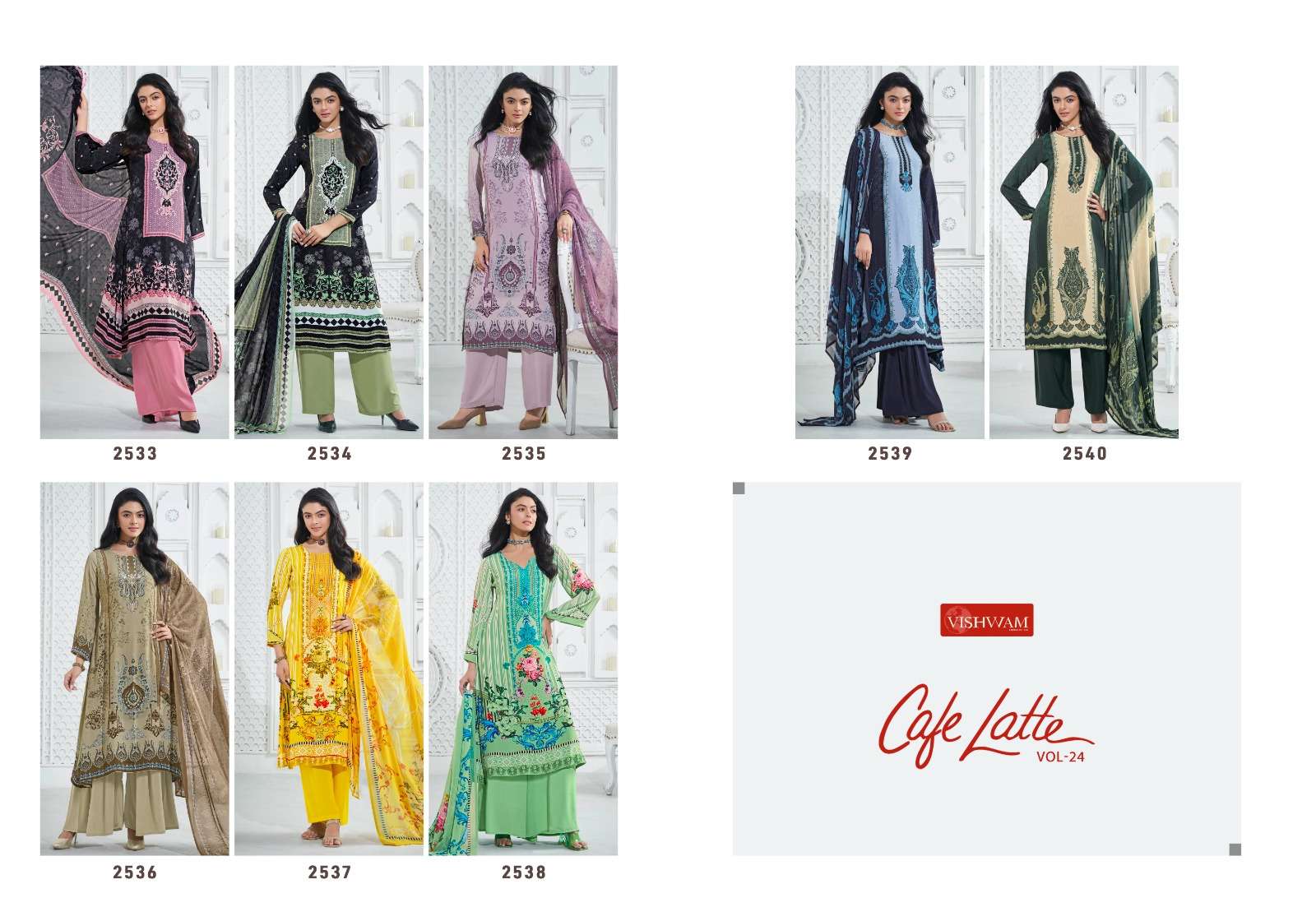 VISHWAM FABRICS CAFE LATTE VOL 24 CREPE DIGITAL PRINTED SUIT