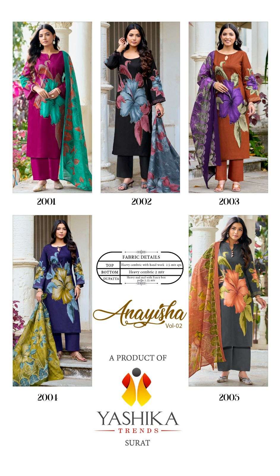 YASHIKA TRENDS ANAYISHA VOL 2 COTTON DIGITAL PRINT WITH FANCY WORK SUIT