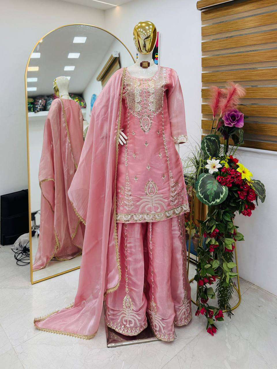 ZB 5066 JIMMY SILK HEAVY BEAUTIFUL DESIGNER LOOK PARTY WEAR LADIES SUIT