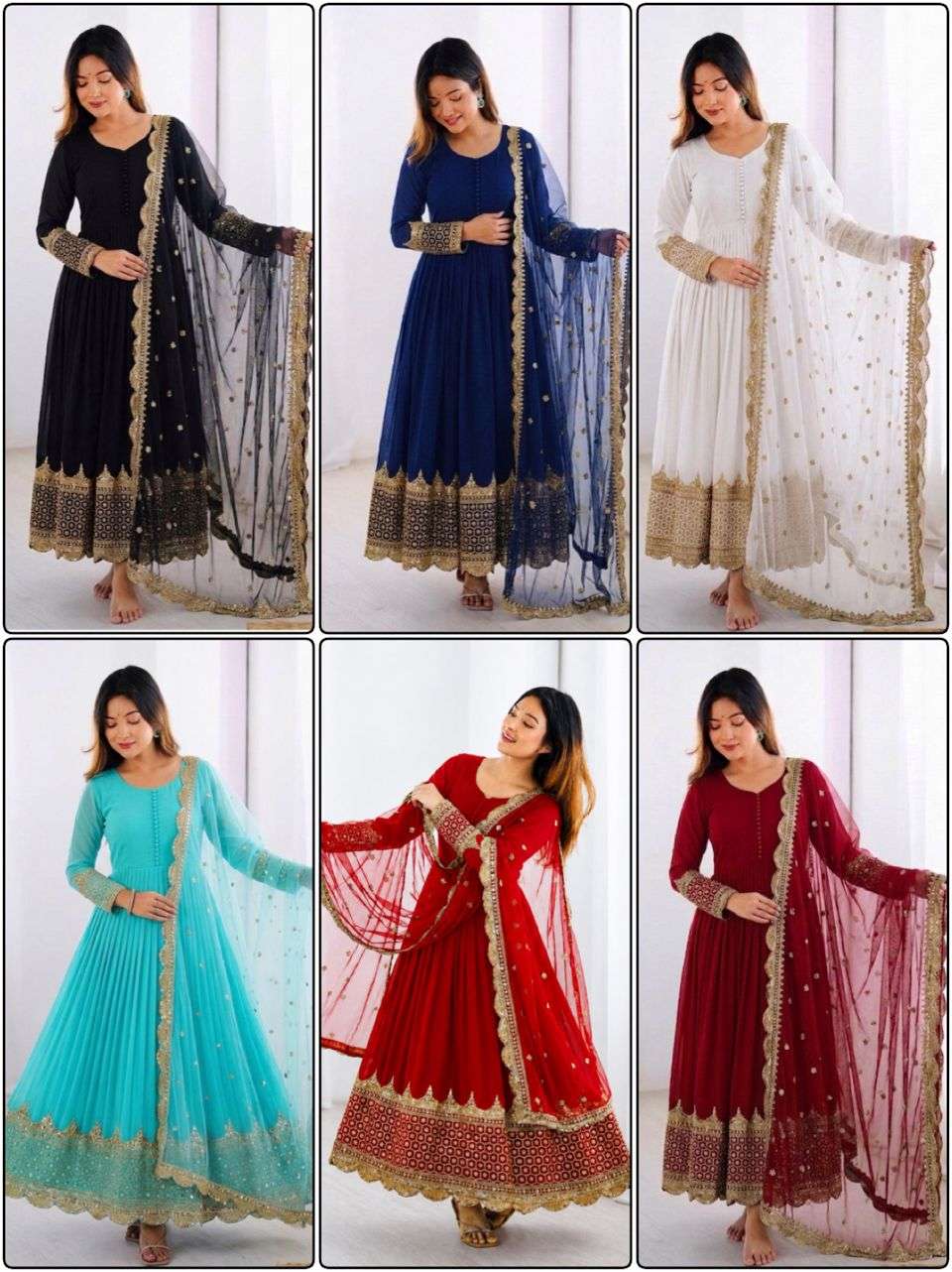 ZF 194 GEORGETTE SEQUENCE DESIGNER PARTY WEAR LADIES ANARKALI GOWN WITH DUPATTA SET 