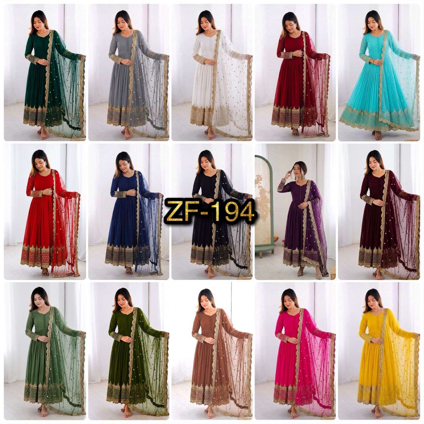 ZF 194 GEORGETTE SEQUENCE DESIGNER PARTY WEAR LADIES ANARKALI GOWN WITH DUPATTA SET 