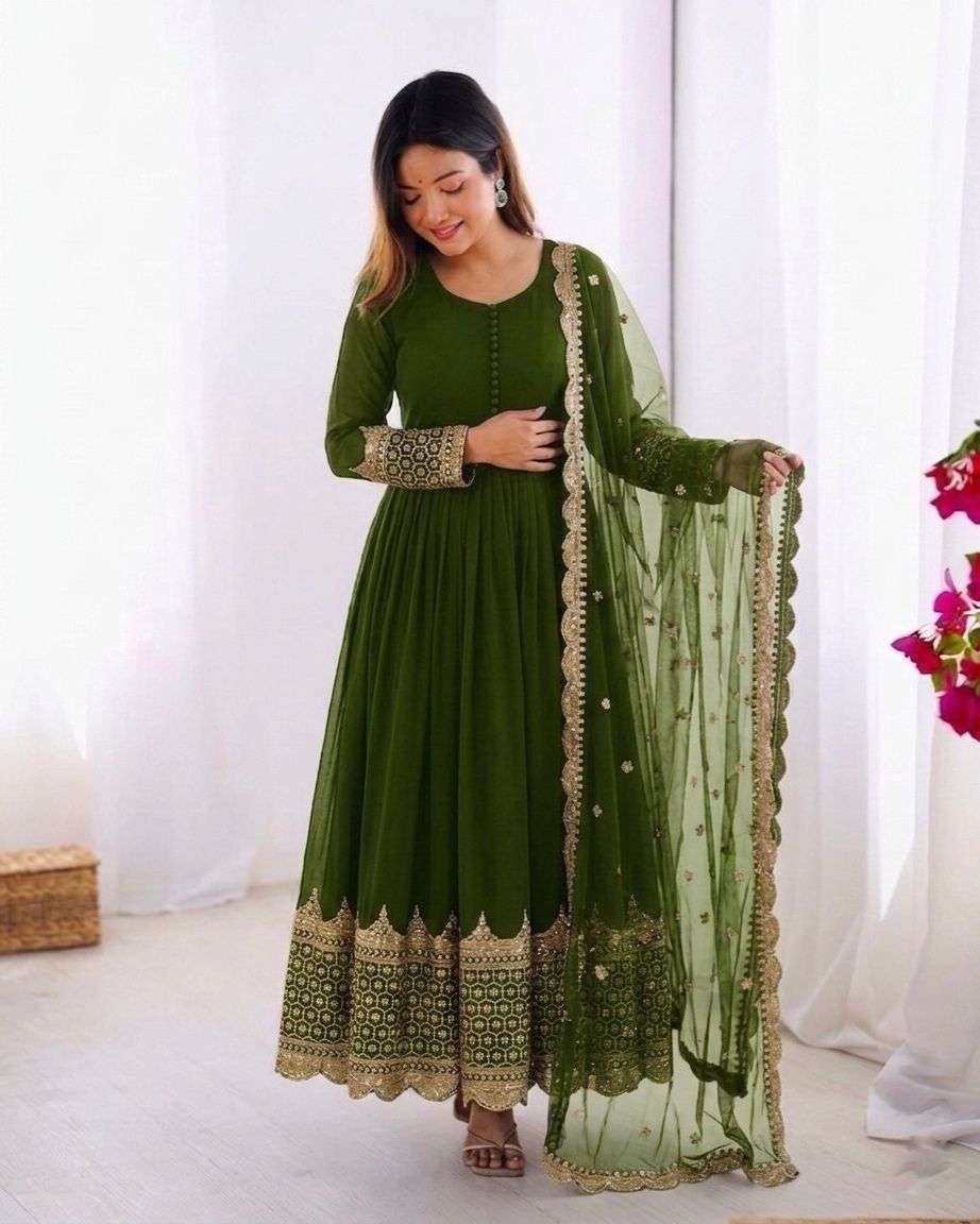 ZF 194 GEORGETTE SEQUENCE DESIGNER PARTY WEAR LADIES ANARKALI GOWN WITH DUPATTA SET 