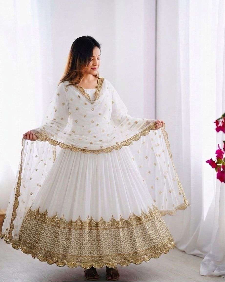 ZF 194 GEORGETTE SEQUENCE DESIGNER PARTY WEAR LADIES ANARKALI GOWN WITH DUPATTA SET 