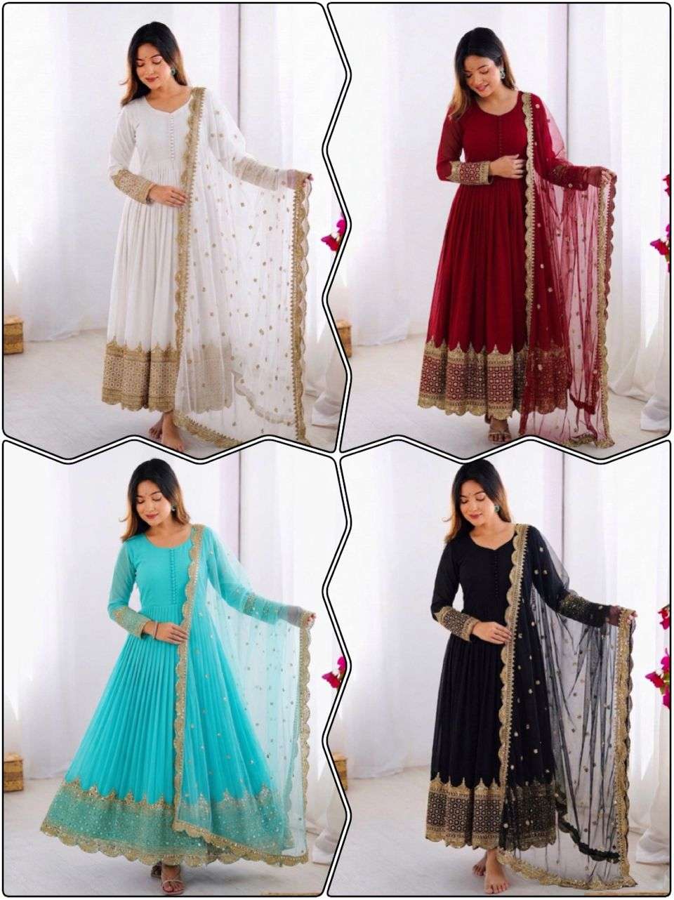 ZF 194 GEORGETTE SEQUENCE DESIGNER PARTY WEAR LADIES ANARKALI GOWN WITH DUPATTA SET 