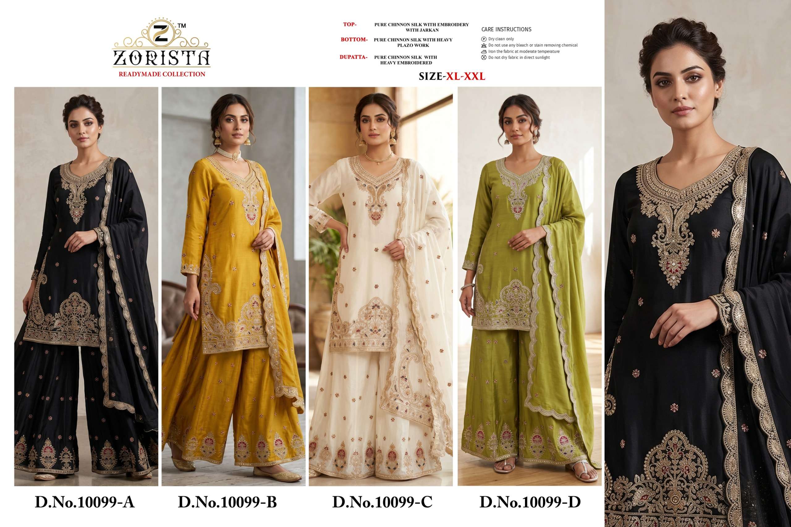 ZORISTA D NO 10099 SILK HEAVY EMBROIDERD DESIGNER READY MADE SUIT