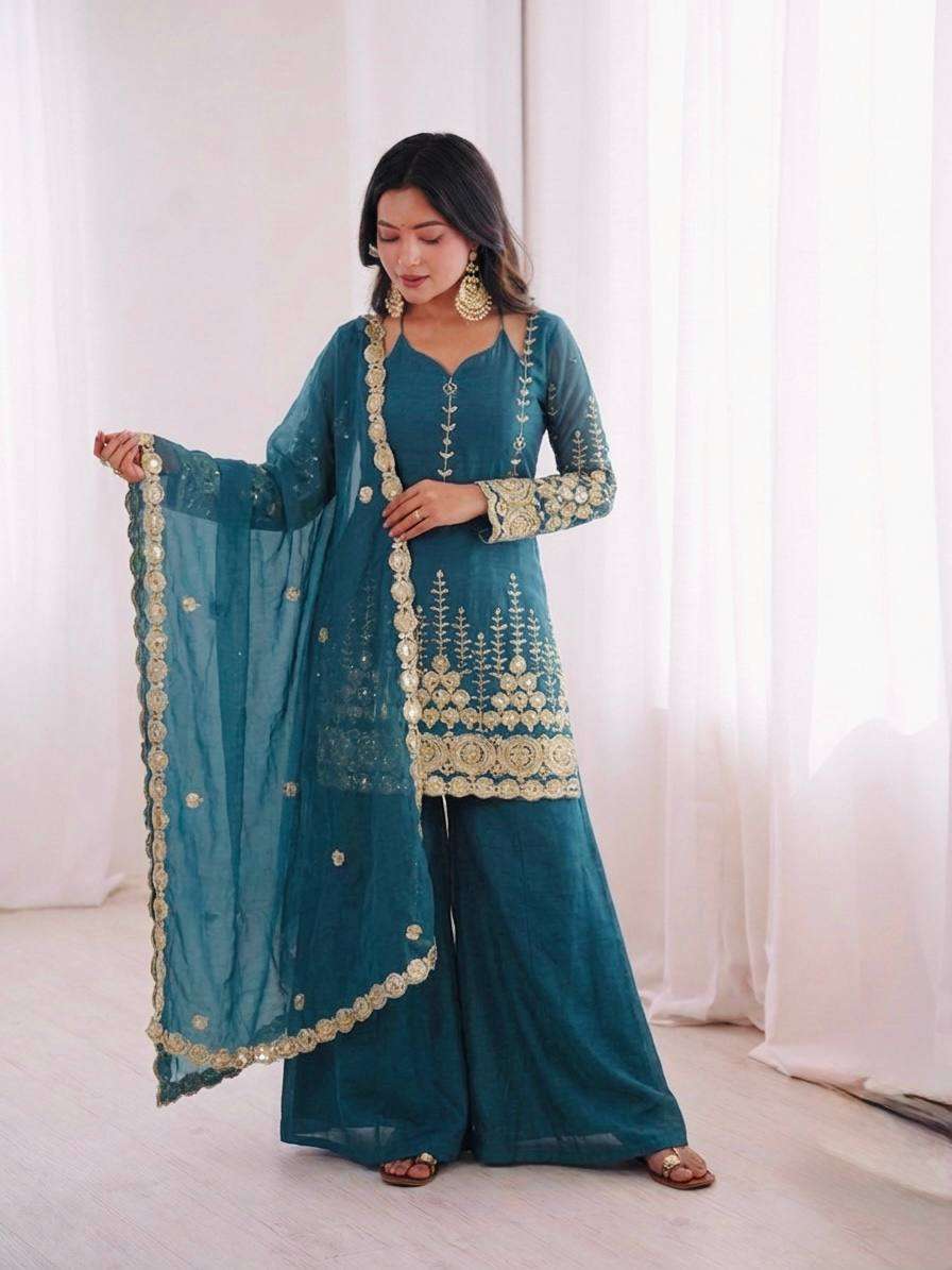 ZSR 3172 SILK SEQUENCE EMBROIDERY DESIGNER WORK READY MADE LADIES SUIT