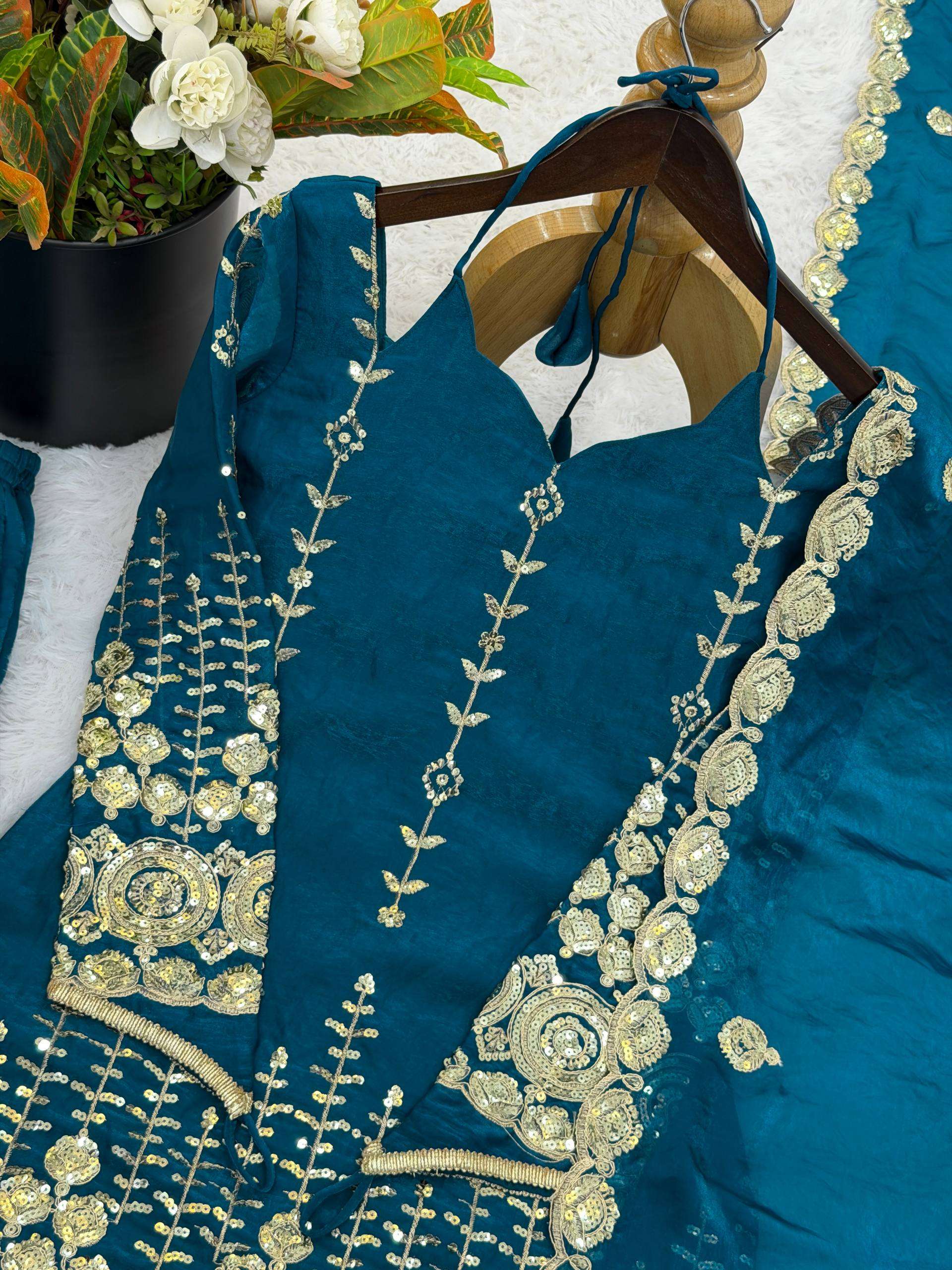 ZSR 3172 SILK SEQUENCE EMBROIDERY DESIGNER WORK READY MADE LADIES SUIT