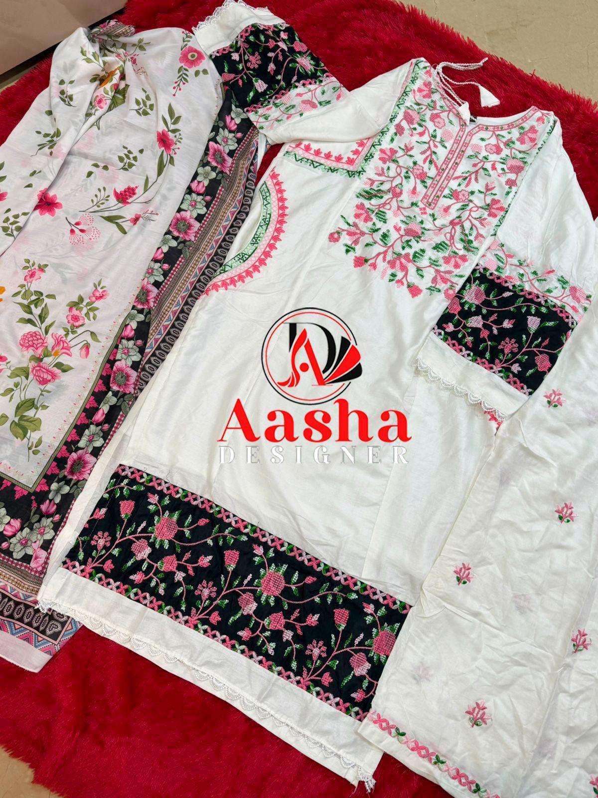 AASHA DESIGNER D NO 1192 RAYON PATCH EMBROIDERY WORK SALWAR KAMEEZ 