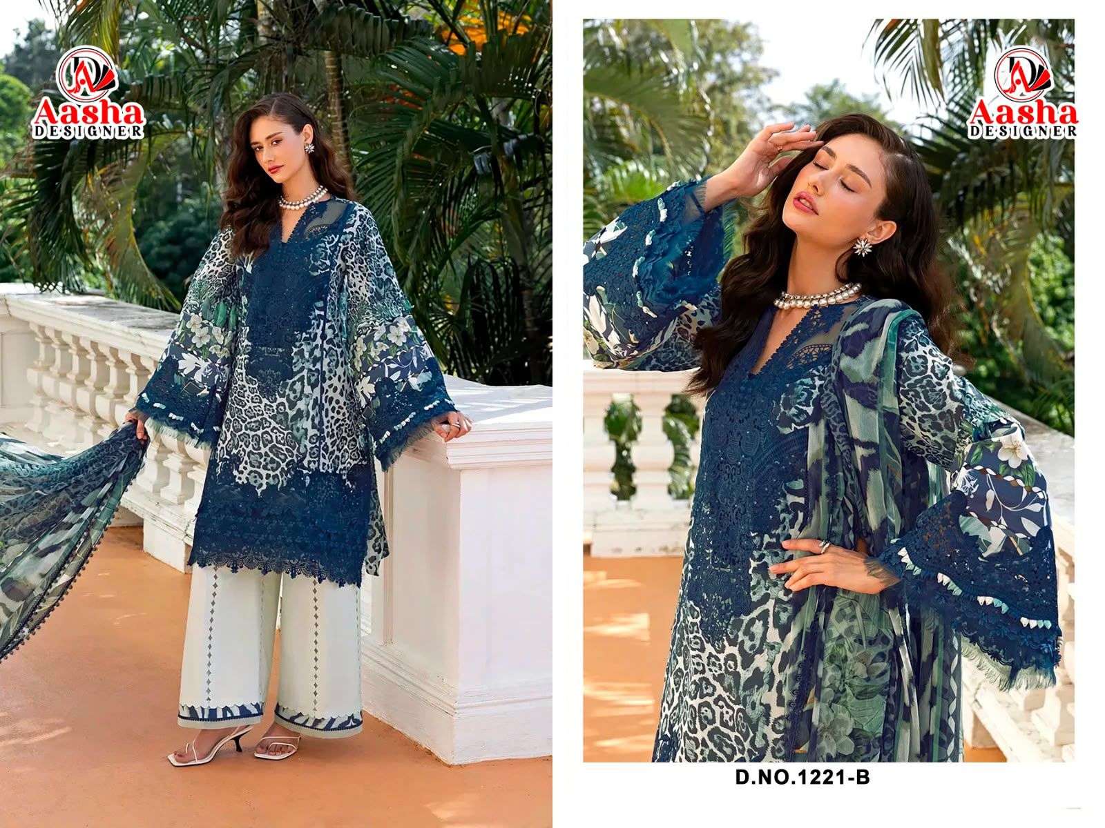 AASHA DESIGNER D NO 1221 COTTON PATCH EMBROIDERY WORK SALWAR KAMEEZ 