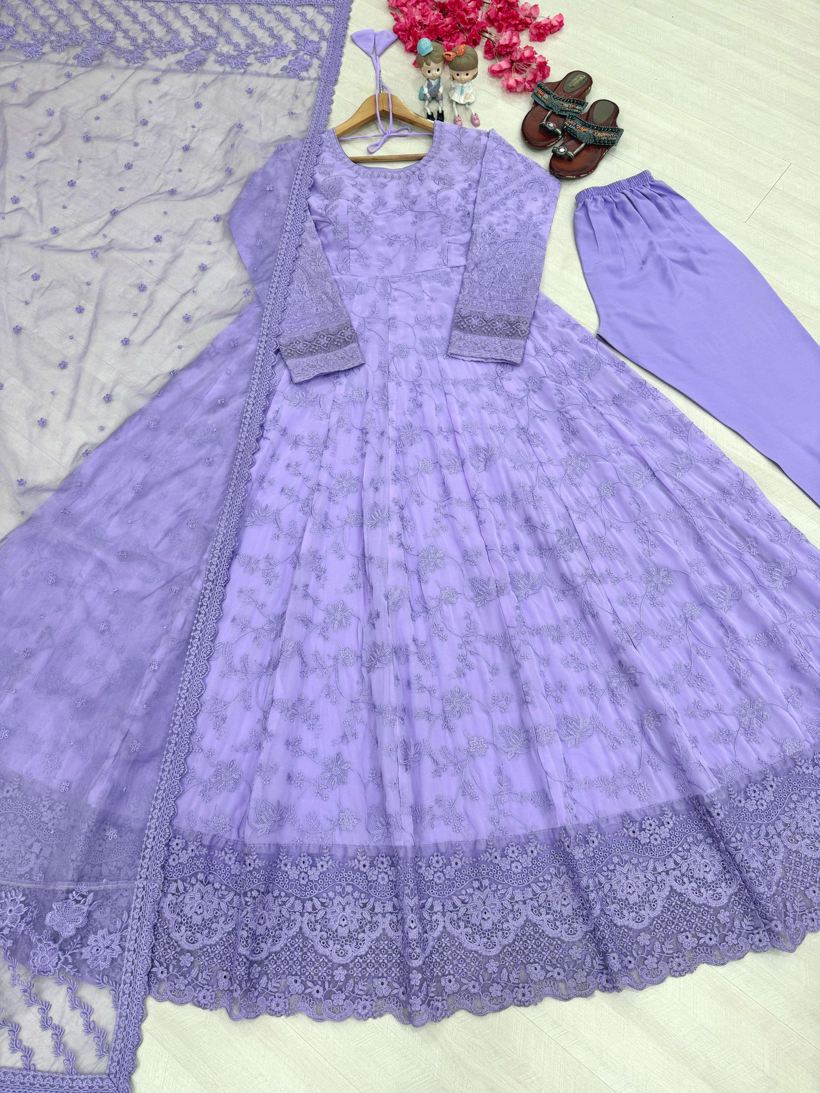 AD 227 GEORGETTE DESIGNER DESIGNER WORK LONG GOWN STYLE PAKISTANI SUIT