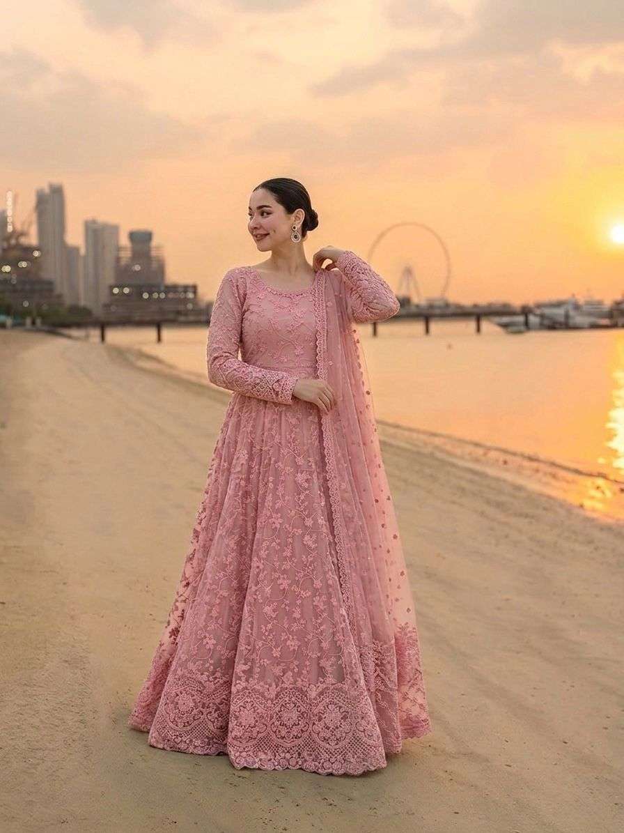 AD 227 GEORGETTE DESIGNER DESIGNER WORK LONG GOWN STYLE PAKISTANI SUIT