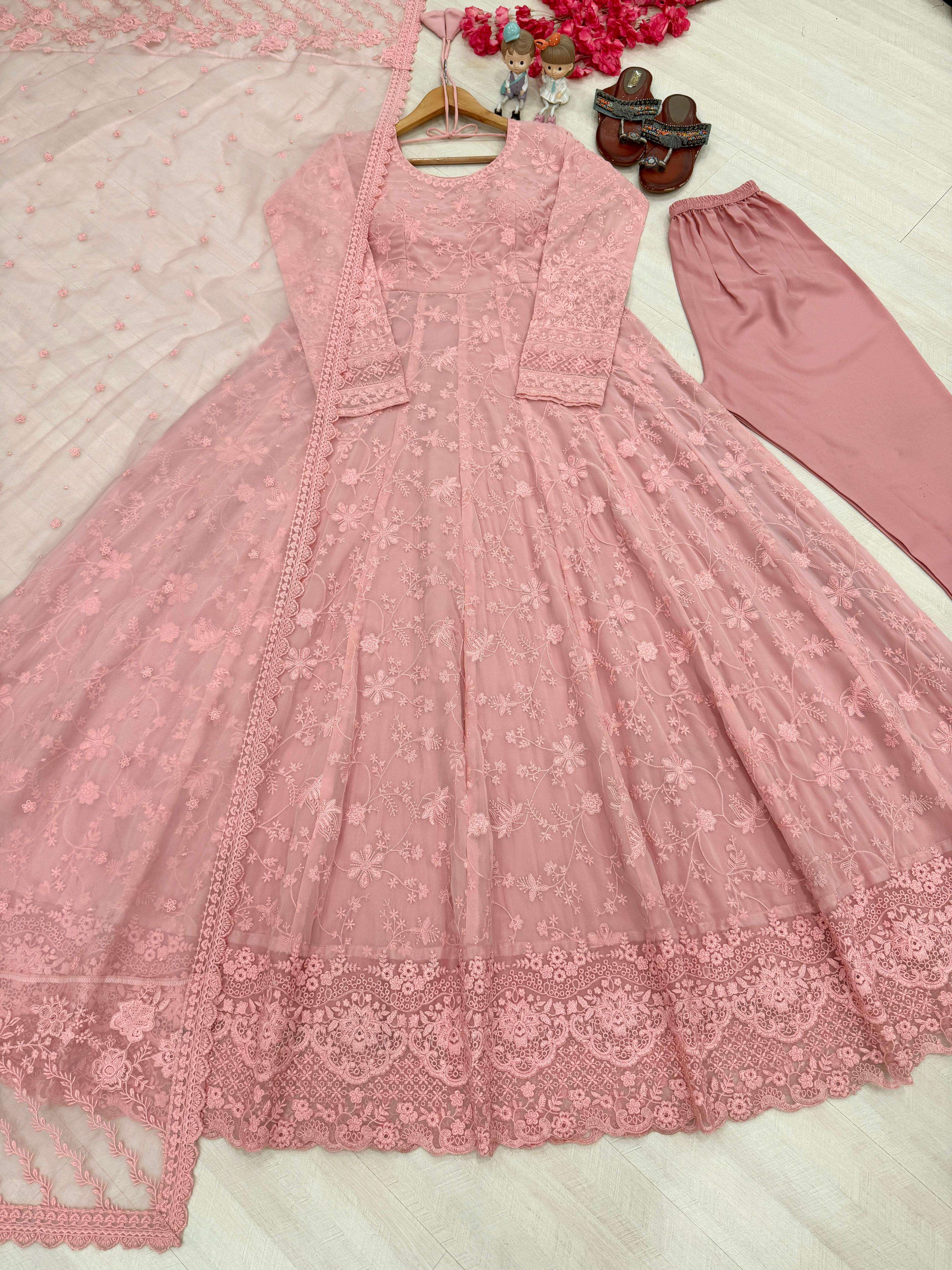 AD 227 GEORGETTE DESIGNER DESIGNER WORK LONG GOWN STYLE PAKISTANI SUIT