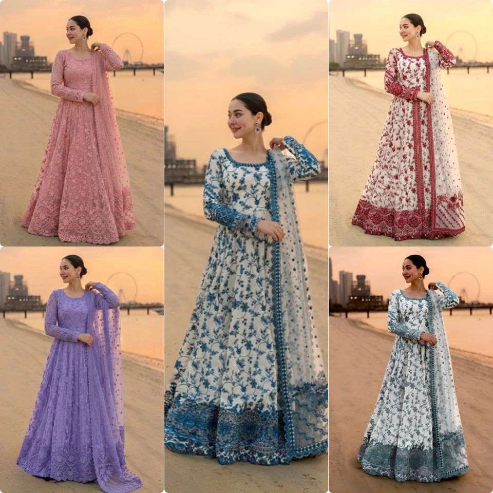 AD 227 GEORGETTE DESIGNER DESIGNER WORK LONG GOWN STYLE PAKISTANI SUIT