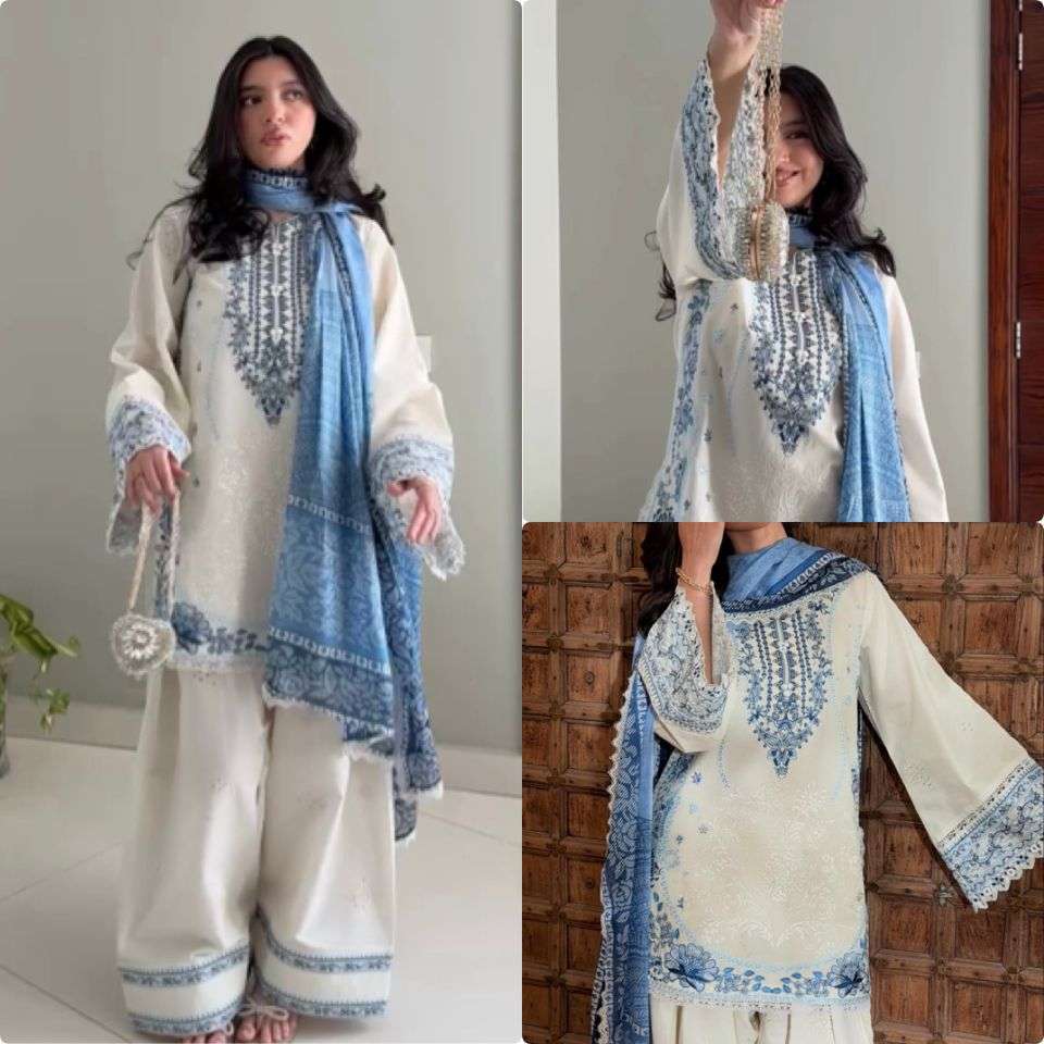 AD 233 RAYON FANCY DESIGNER WORK PAKISTANI PATTERN TOP FARSHI PLAZZO AND DUPATTA SET 
