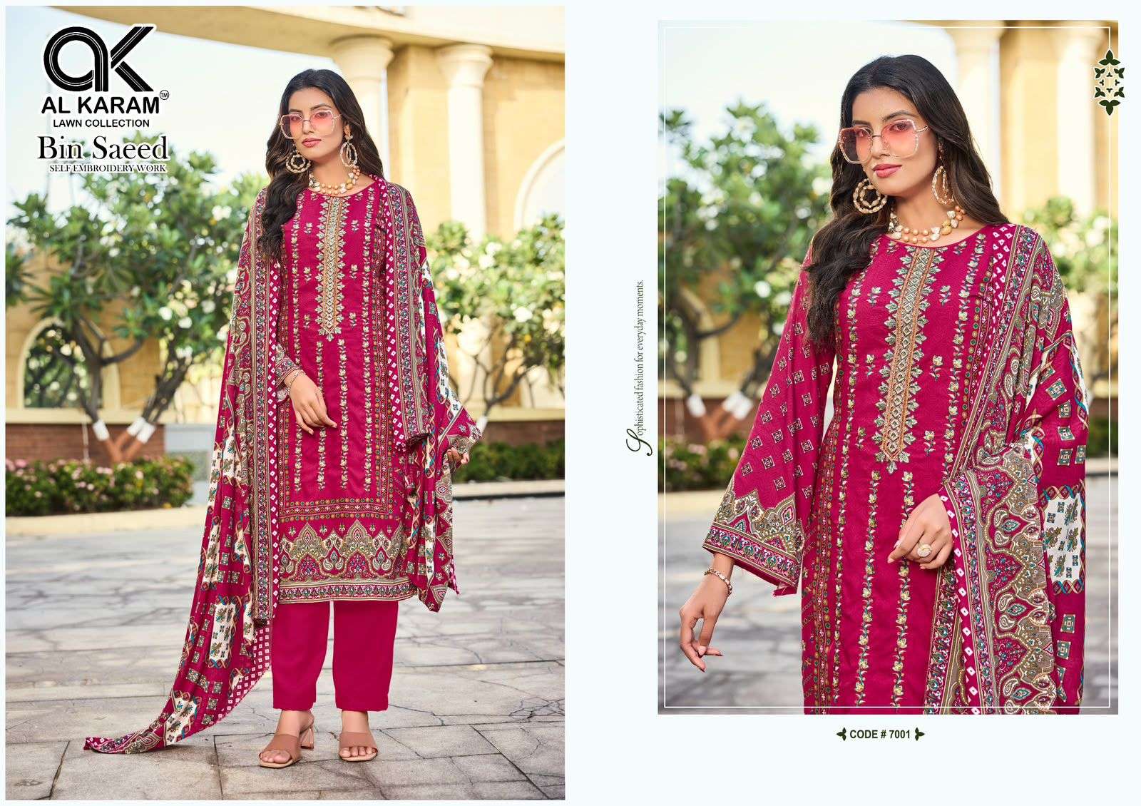 AL KARAM BIN SAEED VOL 7 COTTON PAKISTANI PRINT WITH FANCY WORK SUIT