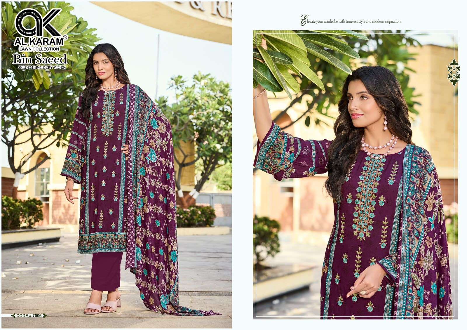 AL KARAM BIN SAEED VOL 7 COTTON PAKISTANI PRINT WITH FANCY WORK SUIT