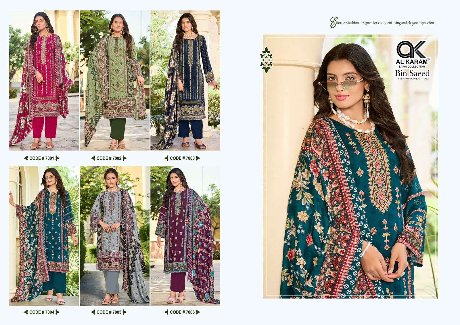 AL KARAM BIN SAEED VOL 7 COTTON PAKISTANI PRINT WITH FANCY WORK SUIT