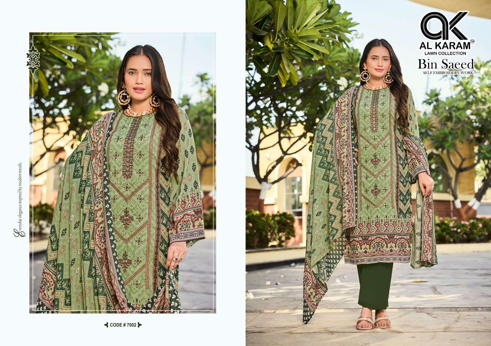 AL KARAM BIN SAEED VOL 7 COTTON PAKISTANI PRINT WITH FANCY WORK SUIT