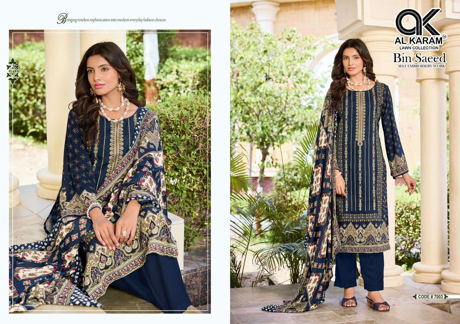 AL KARAM BIN SAEED VOL 7 COTTON PAKISTANI PRINT WITH FANCY WORK SUIT