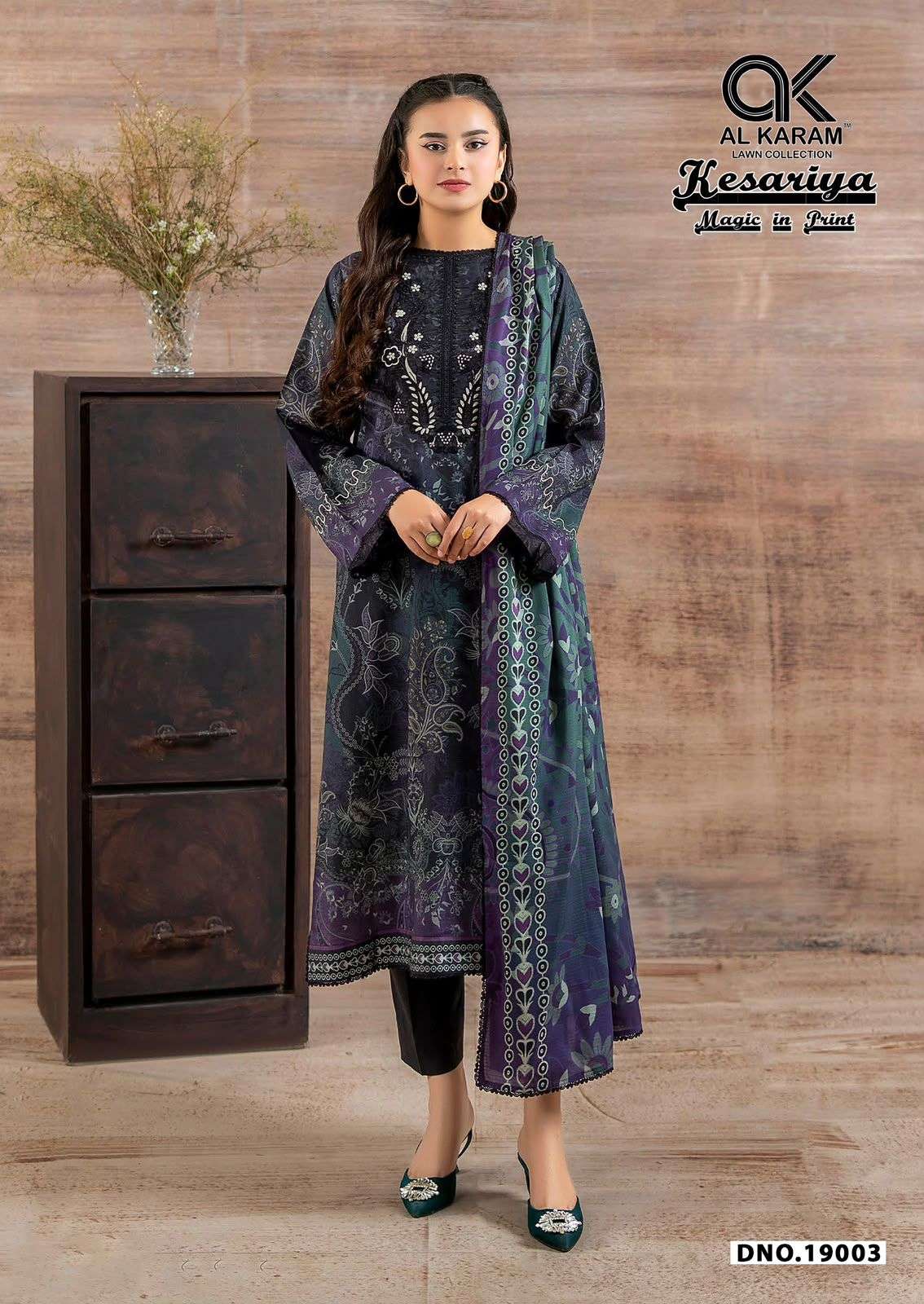 AL KARAM KESARIYA MAGIC IN PRINT VOL 19 COTTON DIGITAL PRINTS SALWAR SUIT