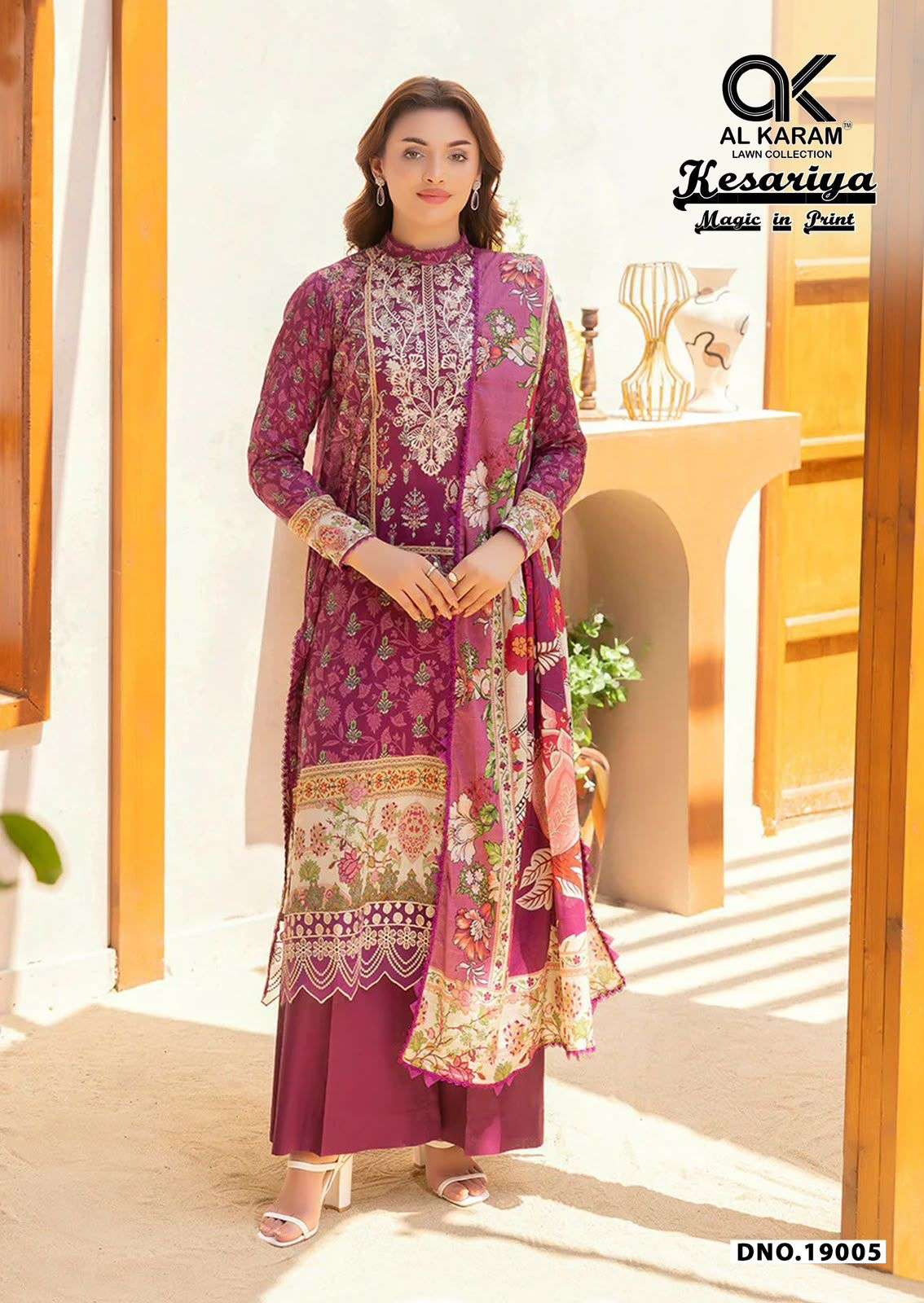 AL KARAM KESARIYA MAGIC IN PRINT VOL 19 COTTON DIGITAL PRINTS SALWAR SUIT