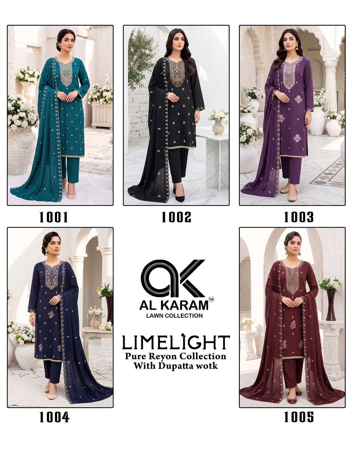 AL KARAM LIME LIGHT RAYON FANCY EMBROIDERY WORK SALWAR SUIT