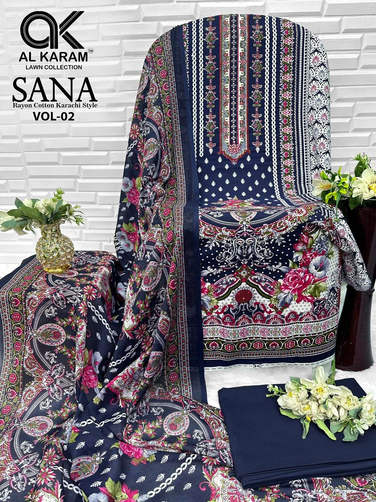 AL KARAM SANA VOL 2 RAYON COTTON DIGITAL KARACHI PRINT SALWAR SUIT
