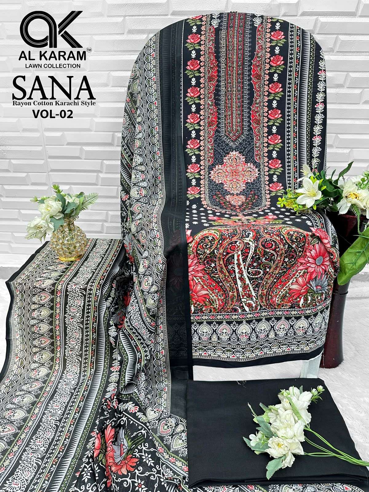 AL KARAM SANA VOL 2 RAYON COTTON DIGITAL KARACHI PRINT SALWAR SUIT