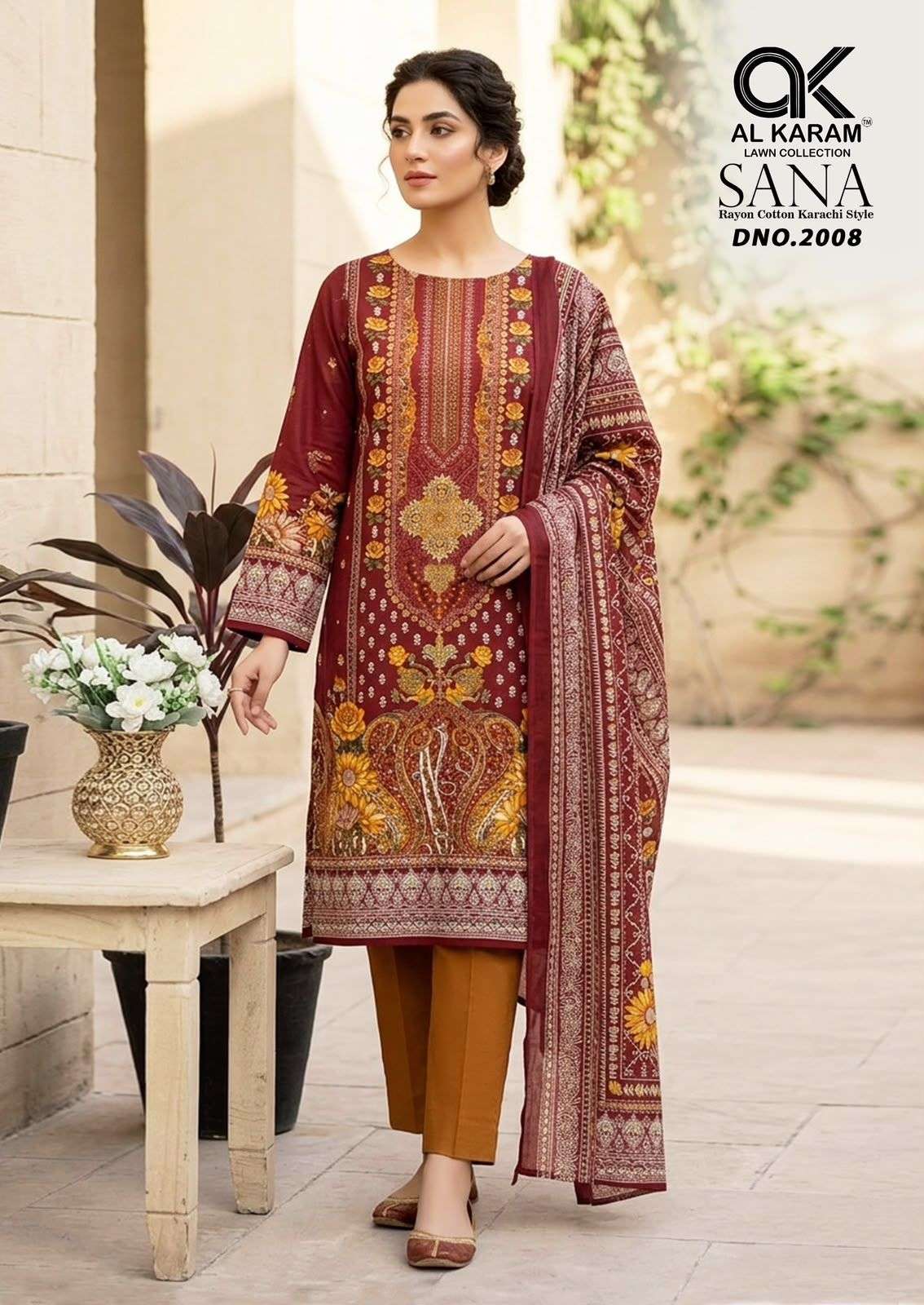 AL KARAM SANA VOL 2 RAYON COTTON DIGITAL KARACHI PRINT SALWAR SUIT